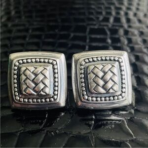 Scott Kay Equestrian Basketweave Sterling Silver Square Cufflinks Cuff L…